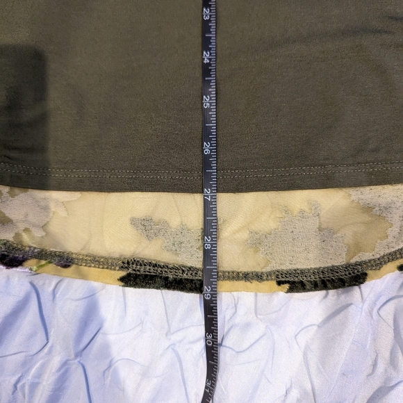 Aratta Army Green mixed media long sleeve top - M - Picture 2 of 6